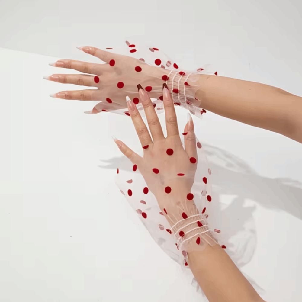 Short Polka Dot Fake Sleeves Sweet Fake Pleated Cuff All-match Nail Art Sleeves Social Media