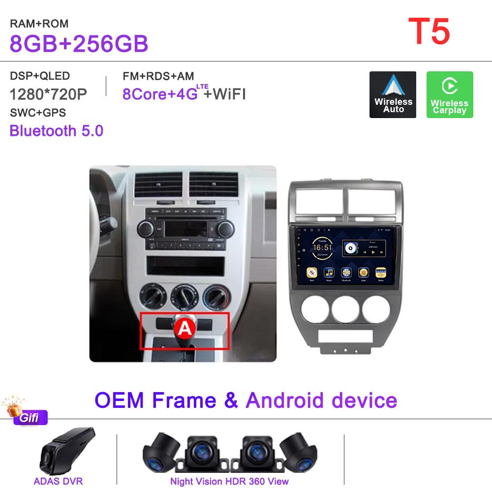 Android 16 Radio For Dodge Caliber Jeep Compass 1 MK Patriot 2006 - 2010 Multimedia Player Stereo Head Unit GPS Navigation HDR