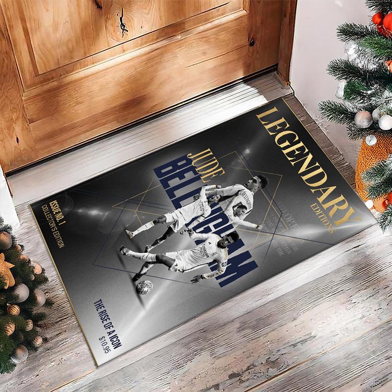 Jude Bellingham Soccer Football Pattern Soft Area Rug Non Slip Indoor Floor Carpet Sports Decor Mat for Bedroom