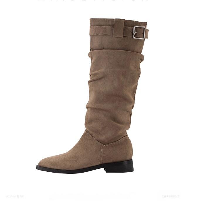 

Раскованный! Ковбойский стиль Ruoji Складные западные рыцарские сапоги Женские сапоги Весна и осень Сапоги с высоким голенищем Длинные сапоги 40 хаки