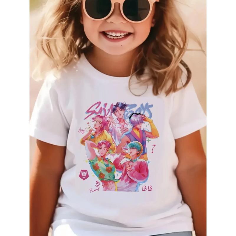 Huntrix Kpop Demon Hunters T-Shirt for Boys Girls Cotton Fans Gift Summer Crew Neck Short Sleeve Tees Fashion Kids T-shirt