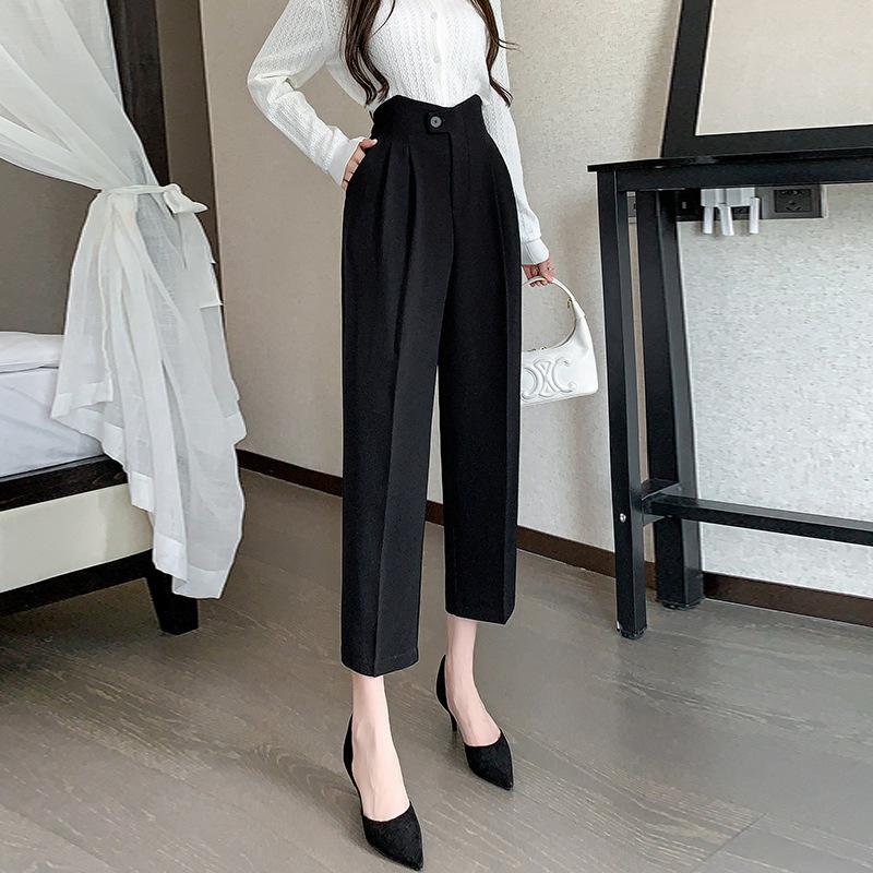 2025 Spring/Summer Women's High Waist Harem Pants – Casual Straight-Leg Cigarette Style