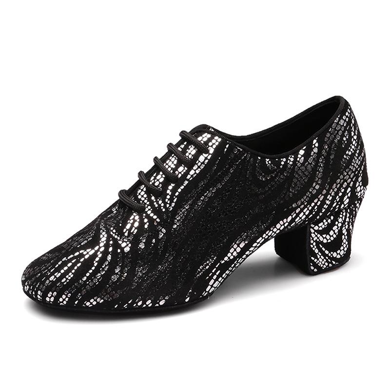 Moderne Jazz-Tanzschuhe aus Wildleder für Damen und Mädchen, glänzende Tanzschuhe für Lehrer, Übungstanzschuhe, rutschfest, mittlerer Absatz, 5 cm