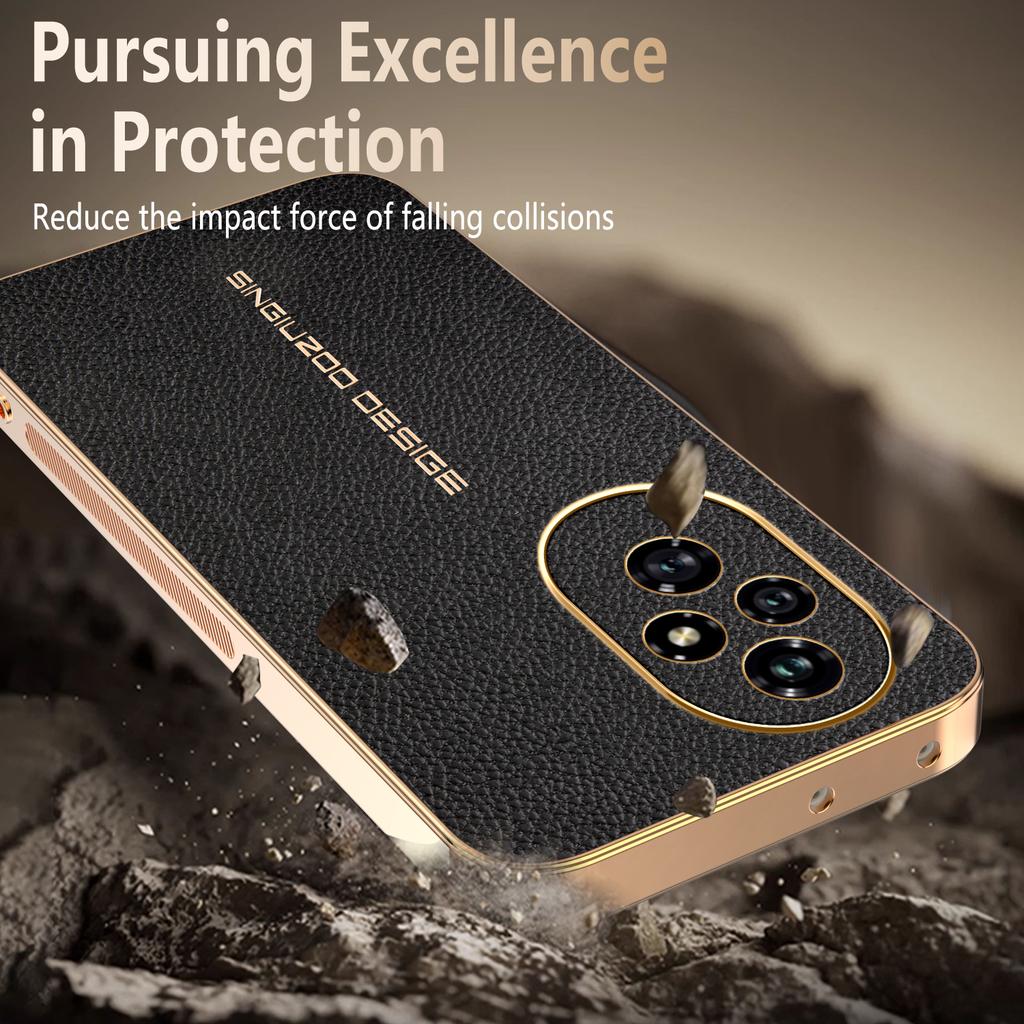 For Honor 200 200 Pro 100 100 Pro Premium Electroplated Lychee-textured Phone Case That’s Shockproof and Fingerprint-resistant