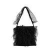 New Japanese sweet ballet mesh lace tulle pleated pearl splicing shoulder bag large-capacity women's bag