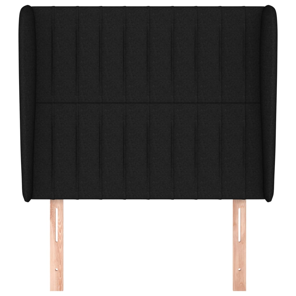 vidaXL Kopfteil mit Ohren Schwarz 93x23x118/128 cm Stoff
