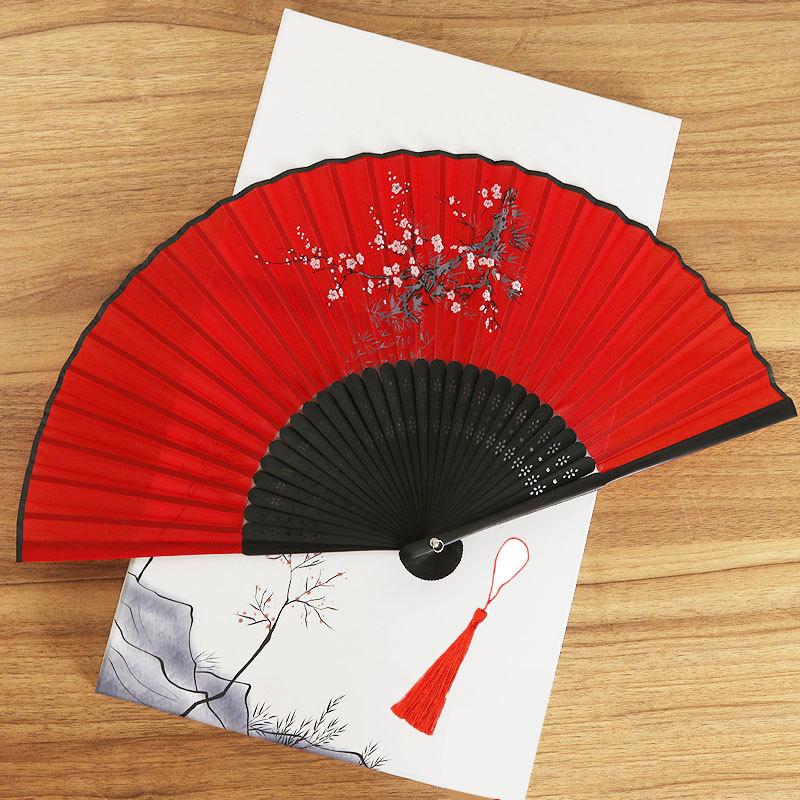 Classical Chinese Dance Fan - Handmade Bamboo Folding Fan for Wall Decor, Performance Costume & Partition Screen