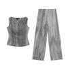 MD Spring/Summer French Style Young Ol Style Linen Blend Suit Vest 6024657 Wide Leg Pants 5021659