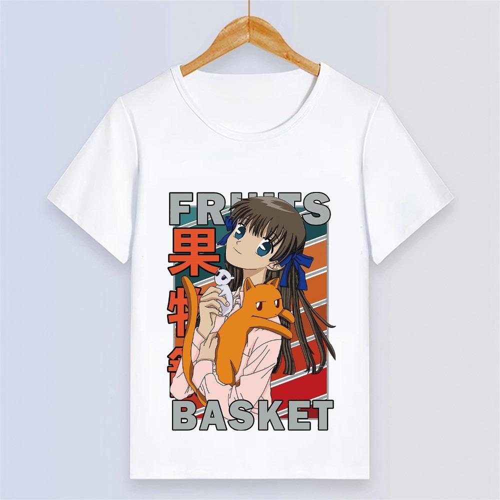 Fruits Basket Shirt Vintage Washed Unisex Oversized Anime Streetwear Soft Cotton Short Sleeve Tee Gift Clothing Tops Hot Sale
