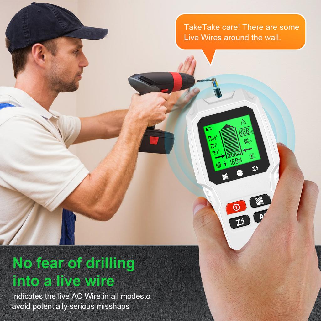 HW-QB6 Wall Stud Finder Sensor Wall Scanner 5 in 1 LCD Electronic Detector Edge Center Wood Current Metal Live Wires Detection