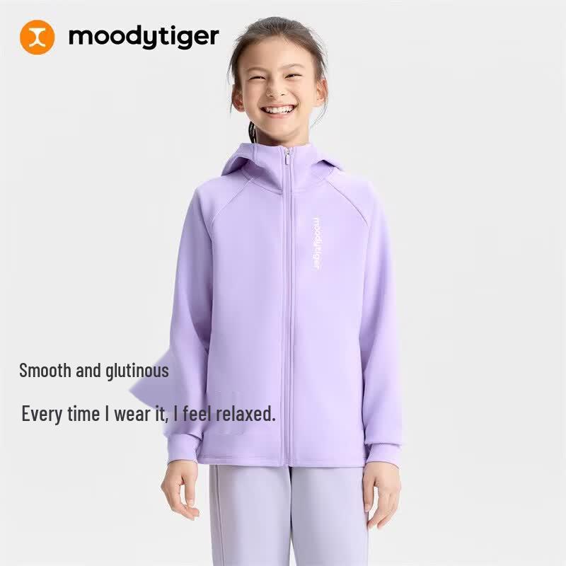 Moodytiger Kids' Milk Fabric Windproof High-Elastic Hooded Jacket