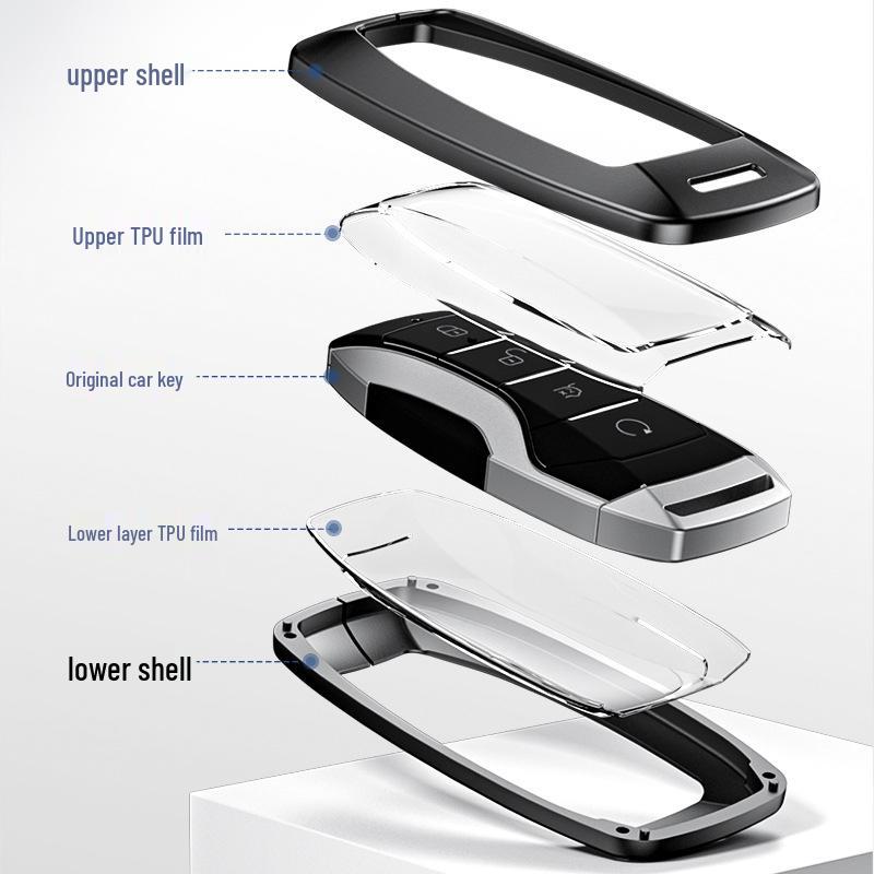 BYD Aluminum Alloy Car Key Case for Qin Pro, Song Pro, Tang, Han - Creative Metal Shell Cover