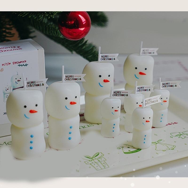 Holiday Snowman Candle Set 2Pcs Soybean Wax Blend Long Burning Festival Fragrances Decorative Storage Designs