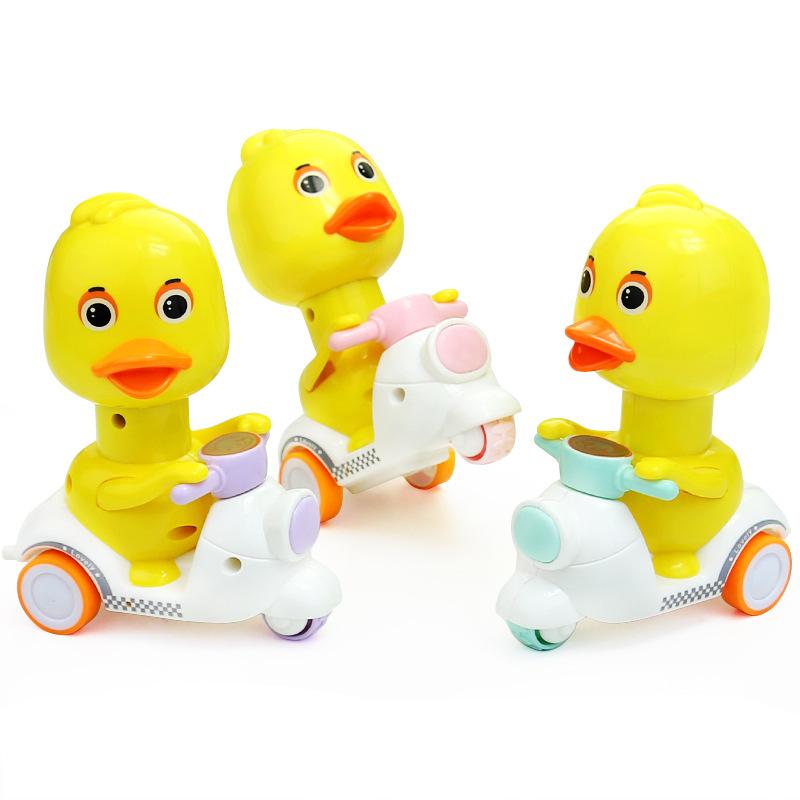 Push The Little Yellow Duck Cartoon Inertia Pull Back Motorcycle Children's Toy