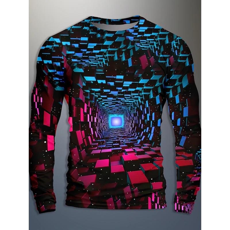 

Colorful Vision Graphic Men s Long Sleeve T-shirt for Men Clothing Casual T Shirt Fashion Harajuku 3D Full Printing Streetwear 2XL
