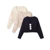 Kaslead New Arrival Women's Clothing Fashion Style Fashion Minimalist Versatile Buttons Floral Decorations Knitted Long Sleeve Cardigan