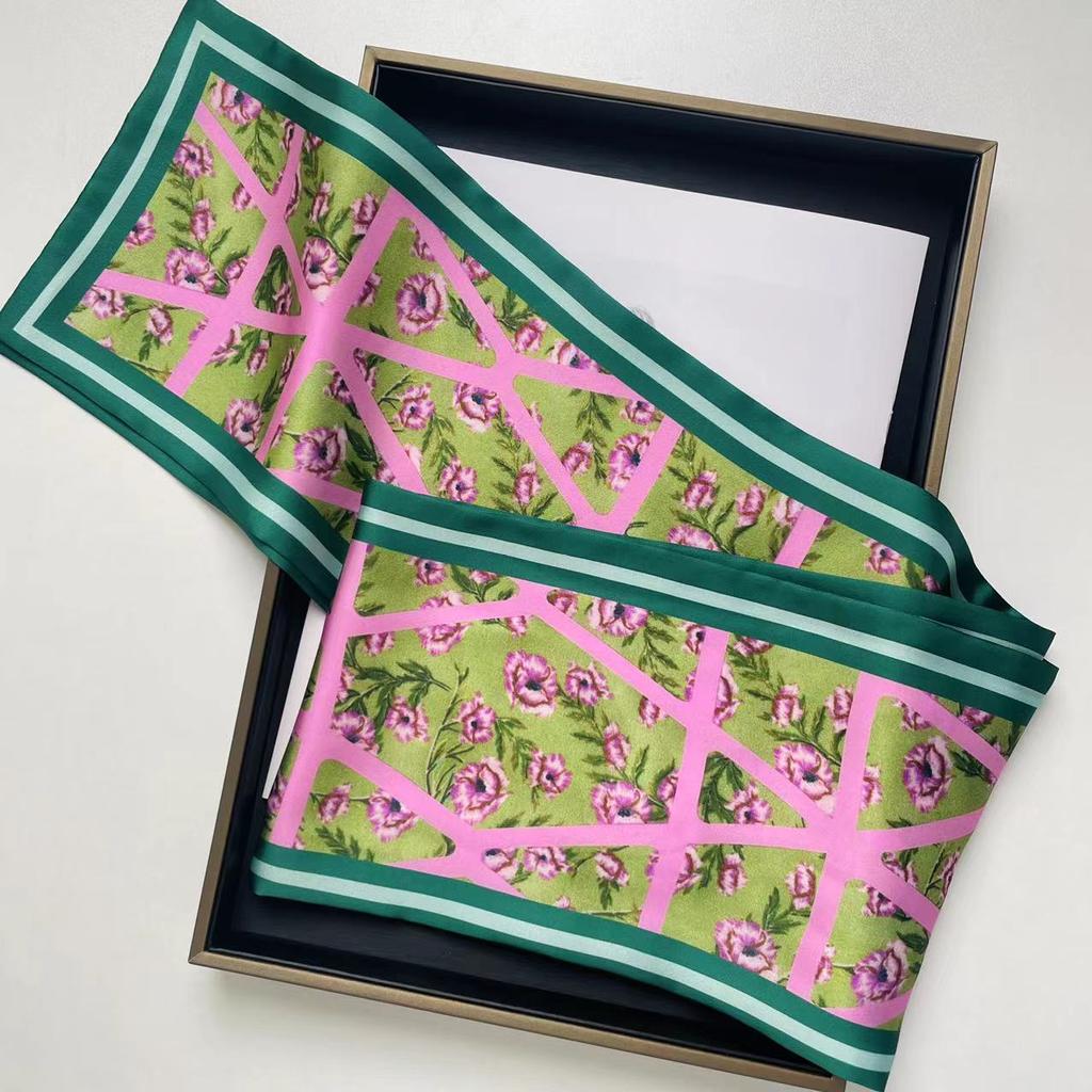 Langer Seidenschal Damen Sommer Kleiner Seidenschal Druck Simulation Seide Bindetasche Streamer Professioneller Kleiner Schal