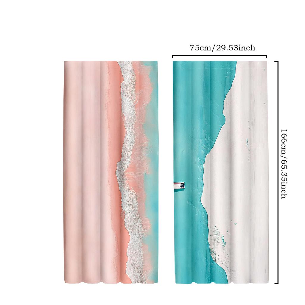 2pcs Ocean and Beach Curtains for   Hawaii Vacation Style Drapes for S and S Rooms Decorative Curtains