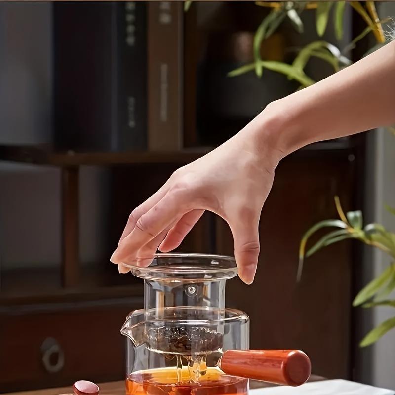 1/5pcs Glass Teapot Set 1pc Teapot And 4pcs Tea Cups Electric Ceramic Stove Tea Maker High Temperature Resistant Filter Teapot With Wooden Handle Kung