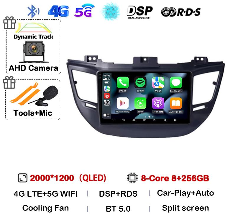 Android 14 Carplay Auto For Hyundai Tucson IX35 3 2015 2016 2017 2018 DSP 2Din Car Radio Multimedia Player GPS 4G+WIFI Stereo BT