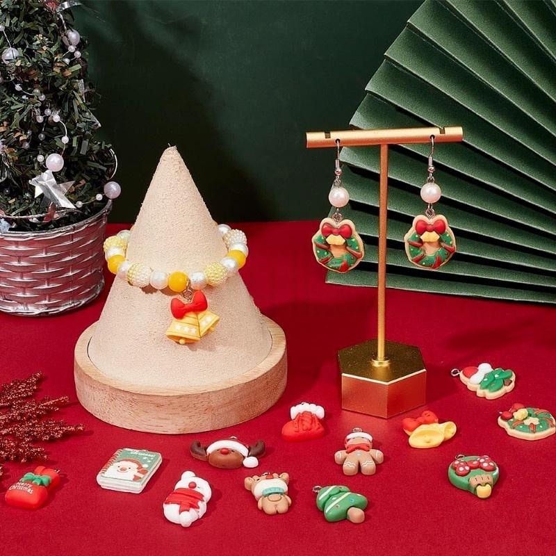 10-200pcs Kawaii Resin Christmas Charms Earring Pendant Diy Keyring Jewelry  Christmas Hanging Ornaments Decoration