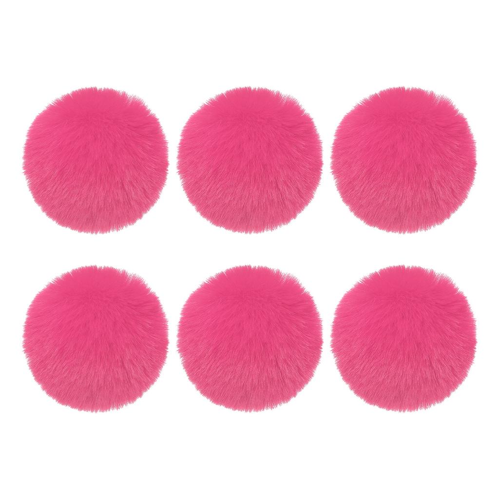 Faux Fur Pom Poms for Hats 6Pcs Fluffy Soft Fur Poms Balls with Elastic Loop for Keychain Knitting Hats DIY Gloves Bag Christmas