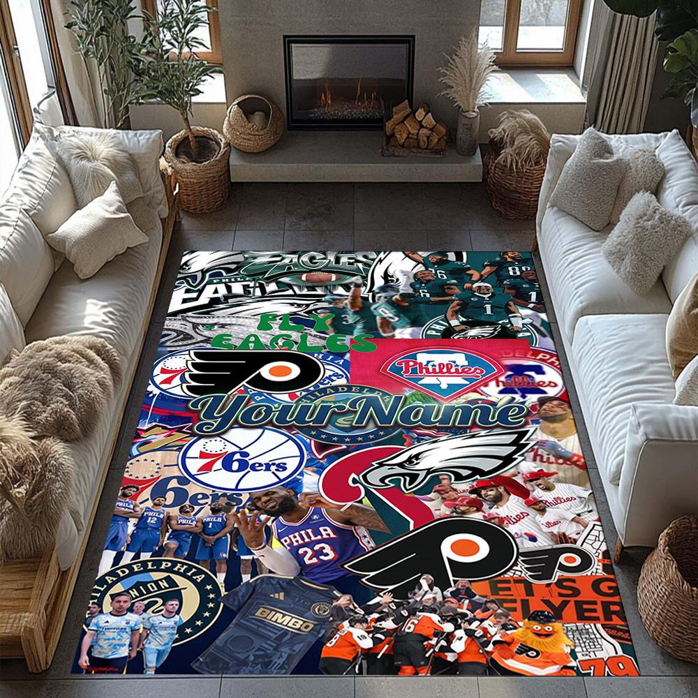 Philadelphia Eagles Customizable Name Floor Mat Suitable For Dining Room Foyer Bedrooms Decorate Room Antislip Carpet Decorate Offices
