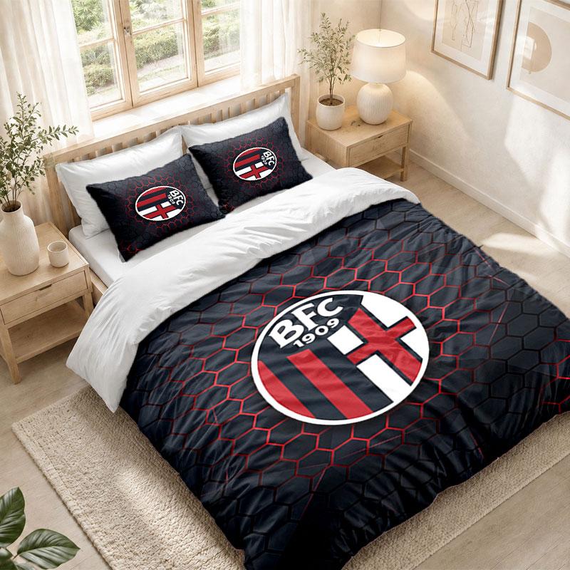 Bedding Set 1 Duvet Cover 2 Pillowcases Bologna FC Print Bedroom Home Decoration