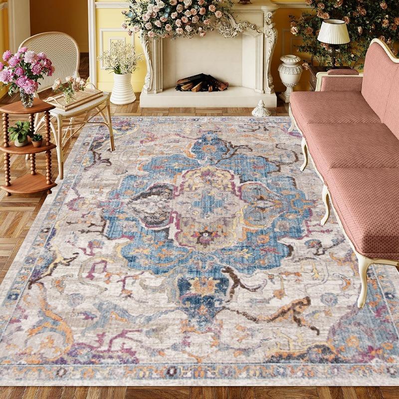 Europe Türkiye Retro Style Carpet Living Room Sofa Bedroom Bedside Study Kitchen Entrance Door Rug Non-slip Luxury Decor Mat
