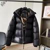 Men Women Hooded Down Jacket Winter Warm Thick Puffer Coat With Detachable Collar 90% White Goose