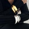 Geometric Multilayer Bangles Gold Silver Color Wide Stackable Bangles Metal Bracelets Set Jewelry