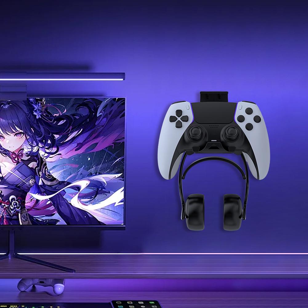 Under Desk/Wall Mount Universal Game Controller Mount Holder Hanger with Headset Stand Wall Rack Wall Mount Wall Hanger For