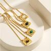 Vnox Trendy Natural Peacock Stone Pendant Necklaces for Women Gold Plated Rectangular Opal Tiger's Eye Stones Necklace Jewelry