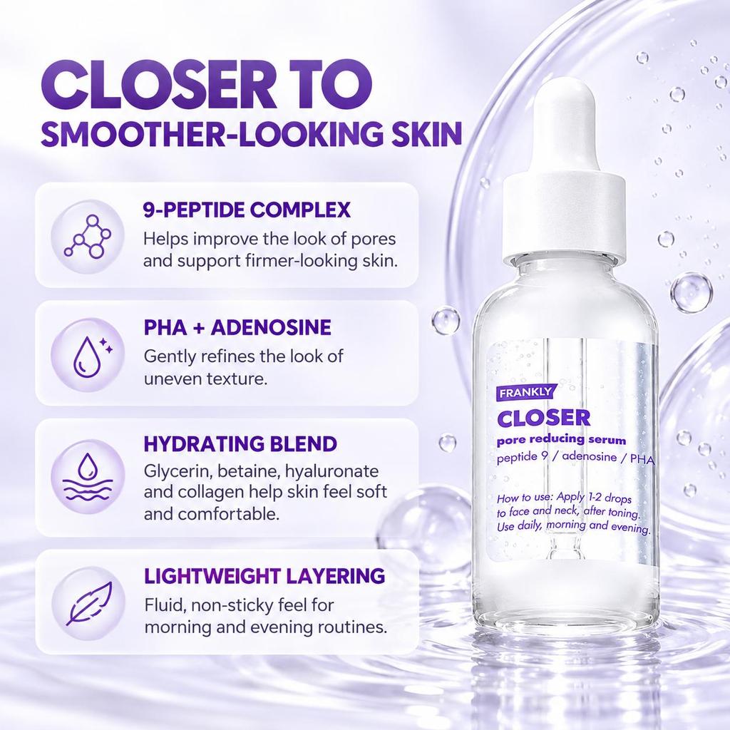 FRANKLY Closer Pore Reducing Serum 9 Peptides PHA Pore Care 30ml