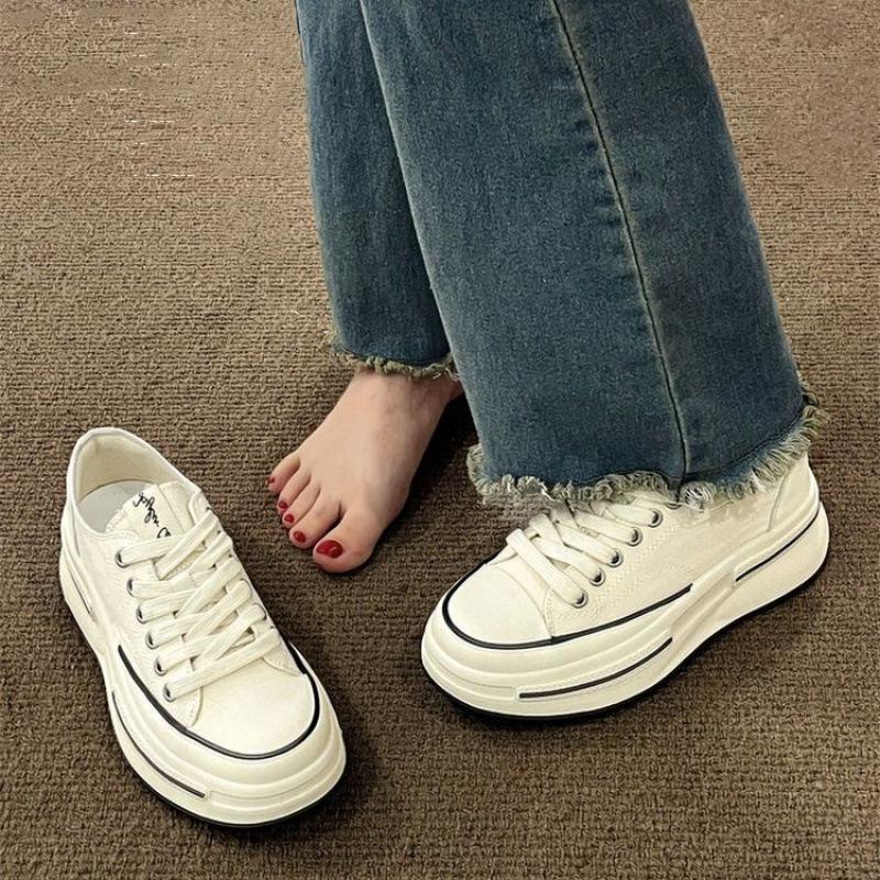 

2025 Summer New Thick Slippers Fashion Casual Women Sandals Canvas Bottom Heightening Shoes Female Indoor Women Low Sneakers 40 грязно-белый