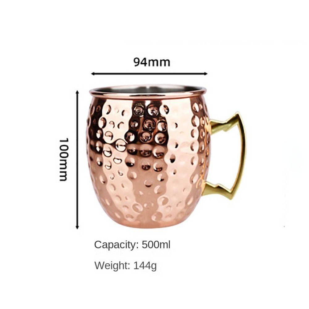 500ml Reiner Kupferbecher Moscow Mule Handgefertigter Becher Hämmerer Verdickter Trommelbecher Mules Cocktails Kaffee Bier