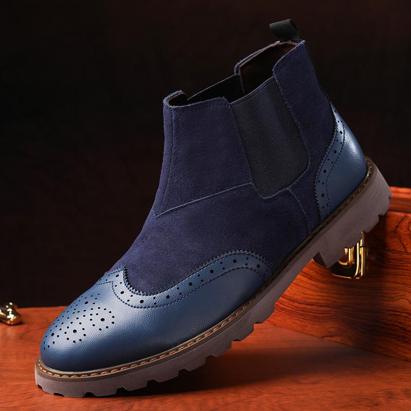 New men's shoes autumn and winter shoes British leather Martin boots men's Brock Chelsea short boots one-pedal men's shoes