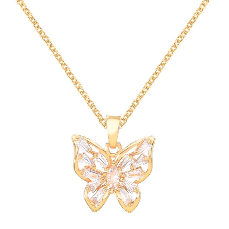 Butterfly Necklace Women'S Light Luxury Versatile Premium Temperament Zircon Pendant Accessories