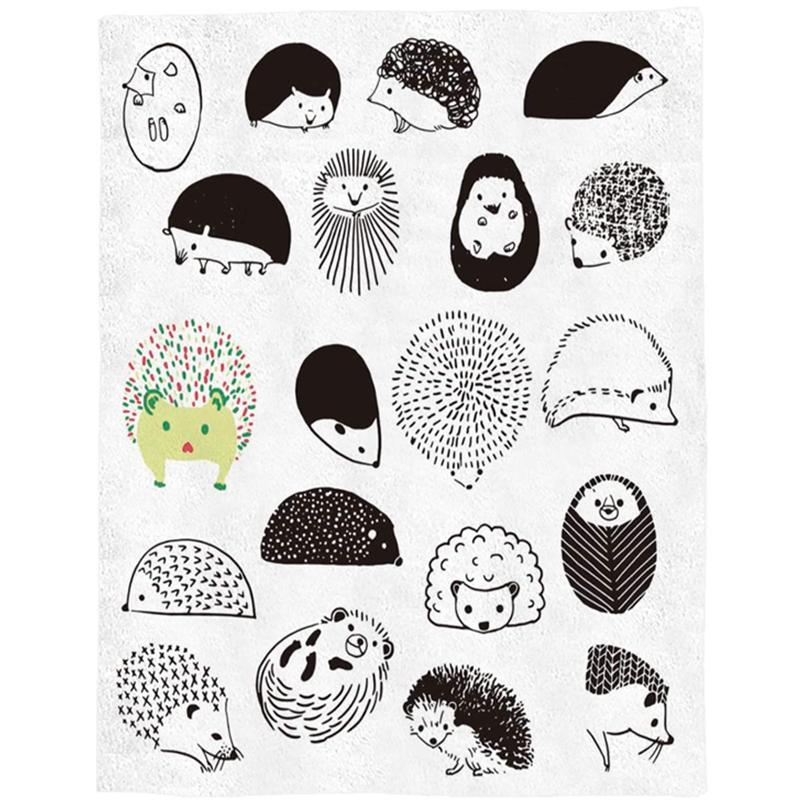 Flannel Fleece Throw Blanket for Sofa Couch Bed Cute Cartoon Hedgehog Soft Cozy Lightweight Blanket for Adults/Kids 39x49 Inch
