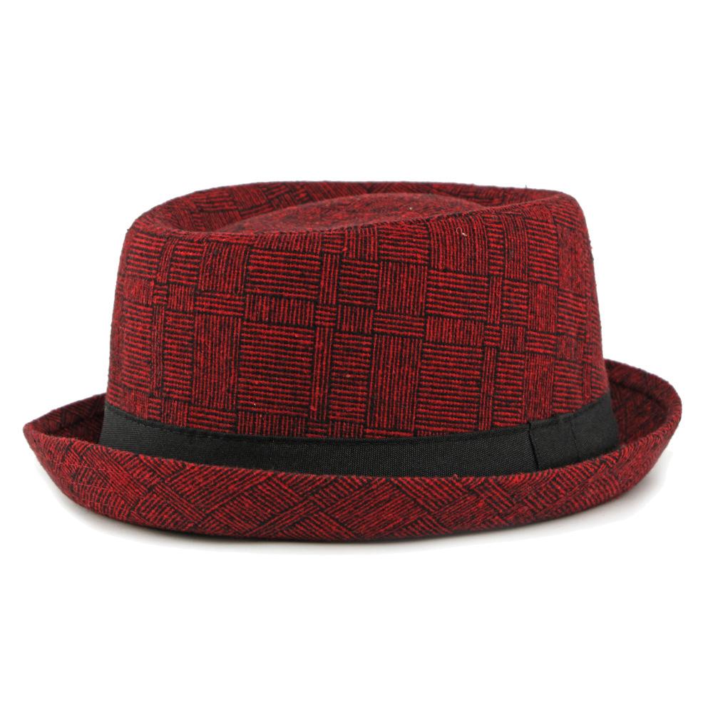 Herbst Winter Hut Herren Britischer Retro Jazzhut Melone Klassischer Karohut