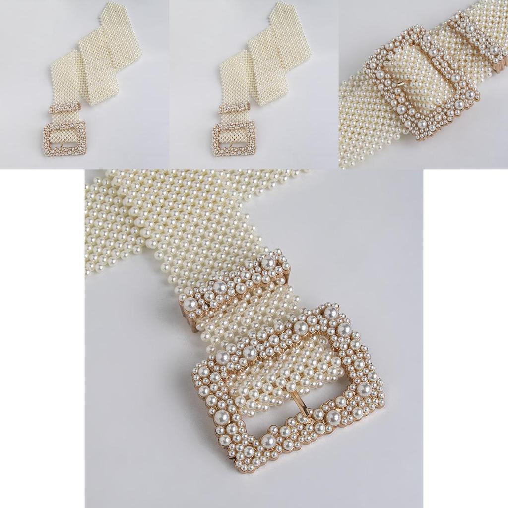 Artificial Pearl Waist Chain With Square Needle Buckle Design For Elegant Summer And Autumn Looks