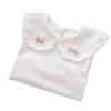 Girls' White Cotton Peter Pan Collar Long Sleeve Shirt for Spring & Autumn