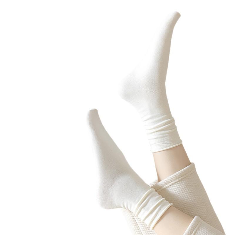 New Autumn/Winter Women's Mid-Calf Scrunch Socks - Solid Color, Breathable, Trendy Maternity Socks