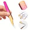 1Pieces Professional Eyelash Extension Tweezers With Rubber Tips Tweezers, Ombre Color Precision Stainless Steel Tools For Beaut
