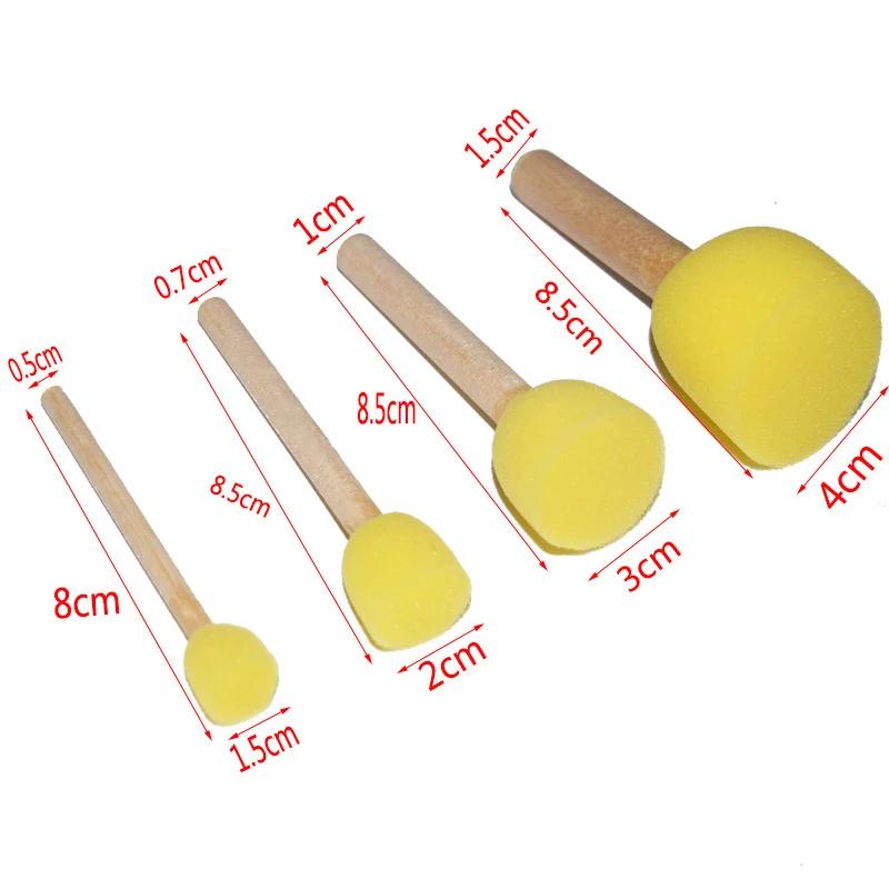 4 Sponge Brush Art Handicrafts Painting Tools Round Sponge Sealed Mushroom Head Wiping Sticks