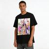 Anime Characters Print T-shirt Trendy Party Style Loose Casual Top For Men And Women Streetwear Pure Cotton T-shirt