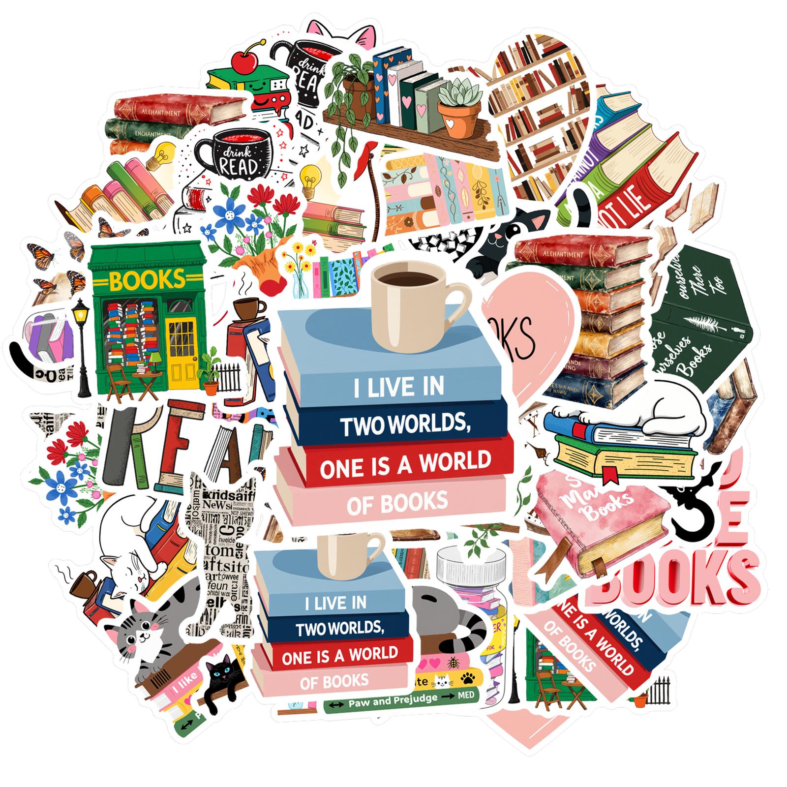 35pcs Cute Books Stickers Whimsical Education Stickers Stickers For Laptop Luggage Scrapbook Diary DIY