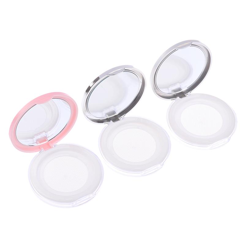 5G Gjenbrukbar Plast Tom Powder Case Bærbar Gjør det selv Tom Makeup Container Løs pulver Kompakt etui med speil og nettsikt