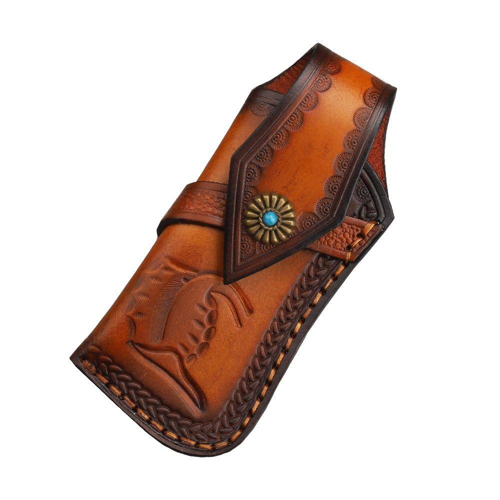Two Layer Cowhide Scabbard Tool Outdoor Carry Bag Flashlight Belt Loop Camping Equipment Tool