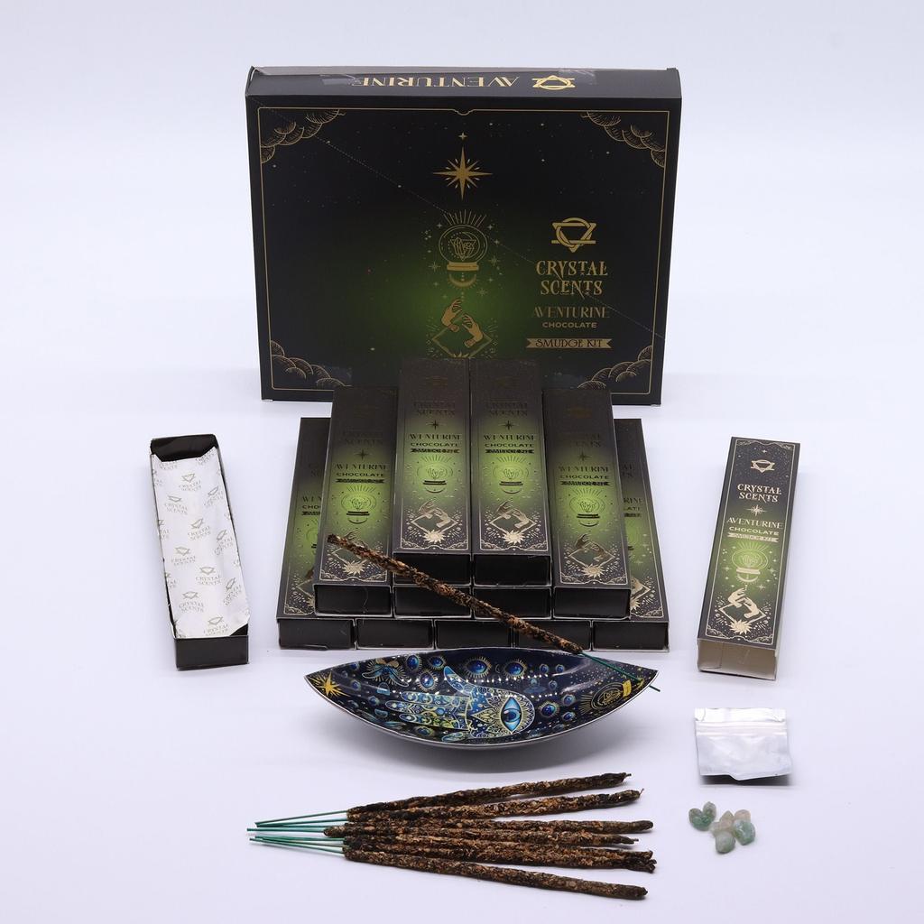 6x Aventurine Crystal Scents Smudge Incense – Chocolate